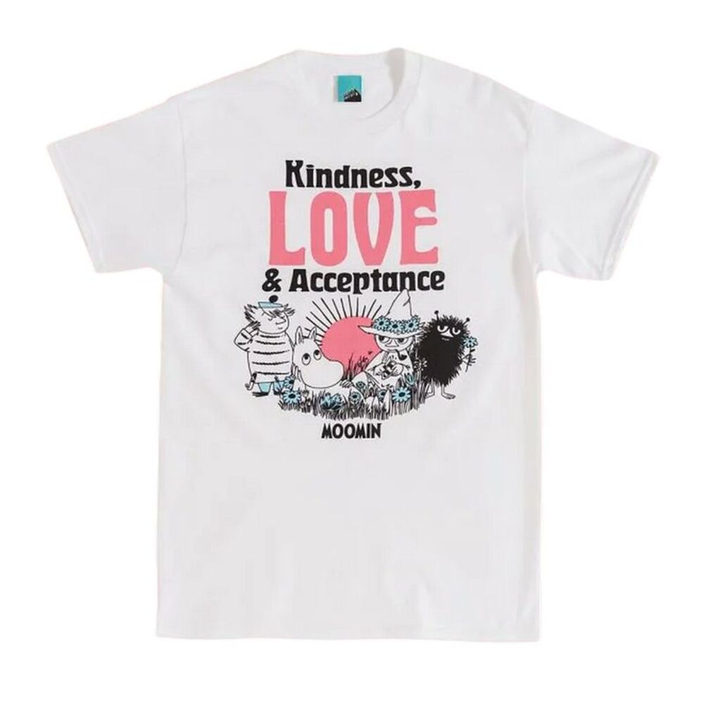 Moomin Unisex Adult Kindness Love And Acceptance T-Shirt / White/Off White